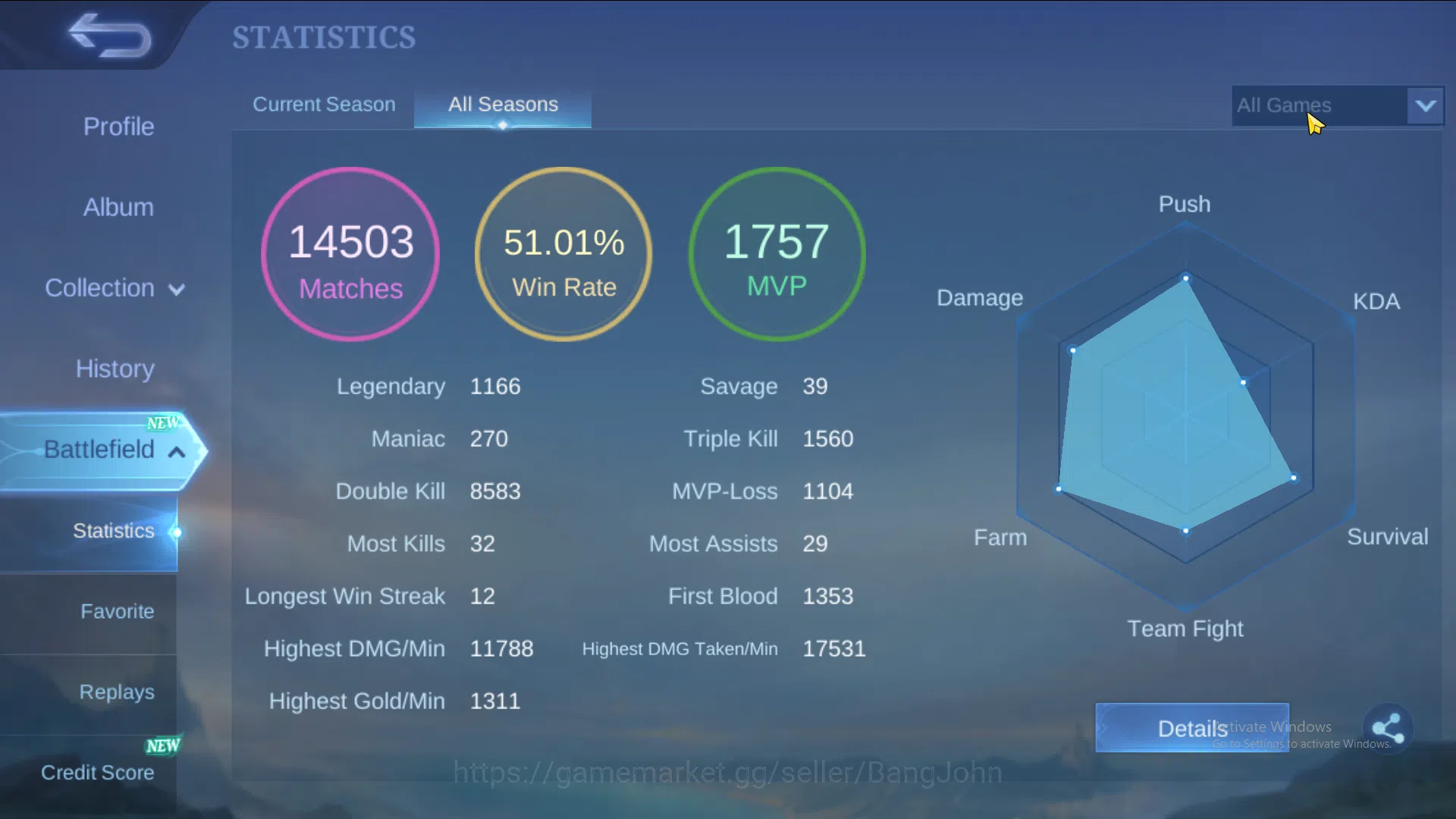 Mobile Legends: Bang Bang Accounts Hero 130 | Skin 509 |  Legend Miya | Legend Alucar image 3