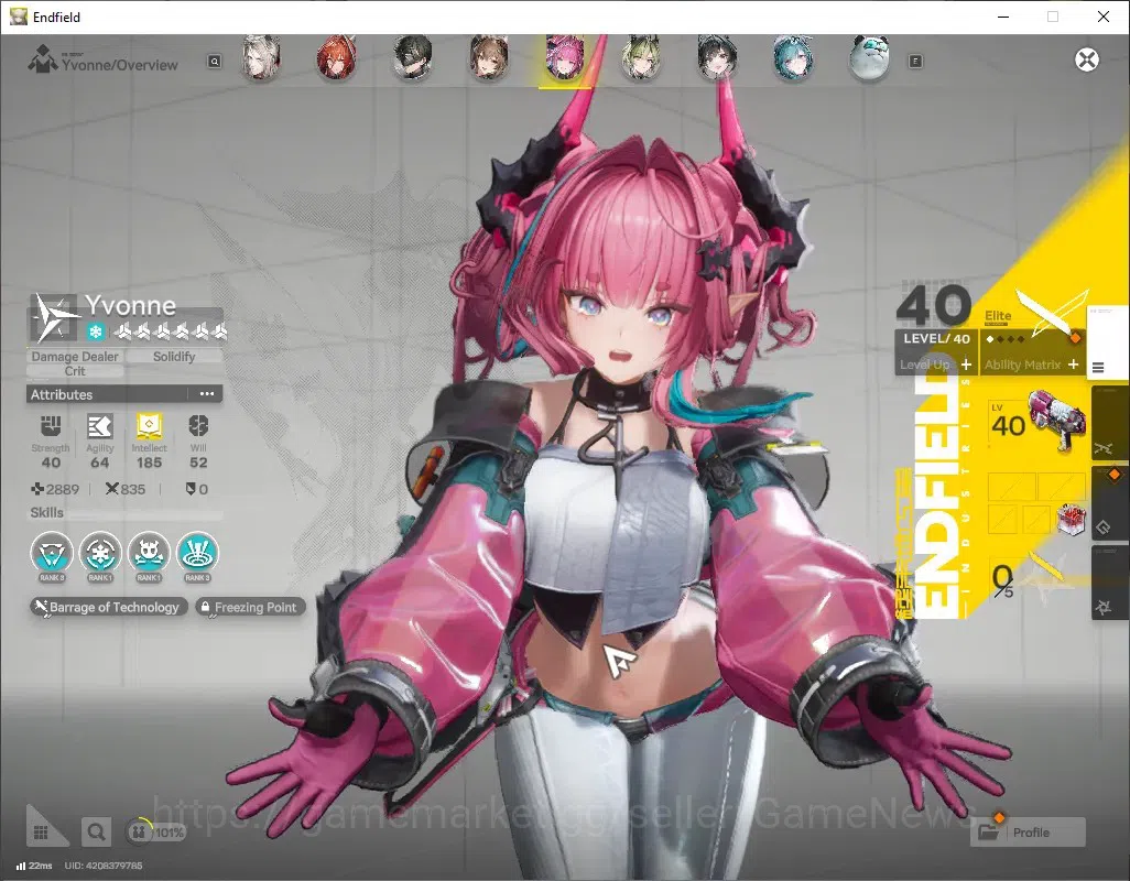 Arknights: Endfield Accounts ASIA|Lv 55|7 SSR (3 Limited) + 11 (*6 Weapon)|[Gilberta,Laevatain,Yvonne] + Signature|2k 2