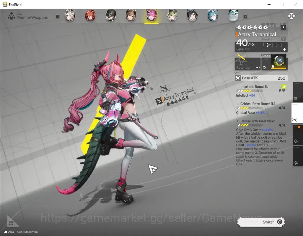 Arknights: Endfield Accounts ASIA|Lv 55|7 SSR (3 Limited) + 11 (*6 Weapon)|[Gilberta,Laevatain,Yvonne] + Signature|2k 3
