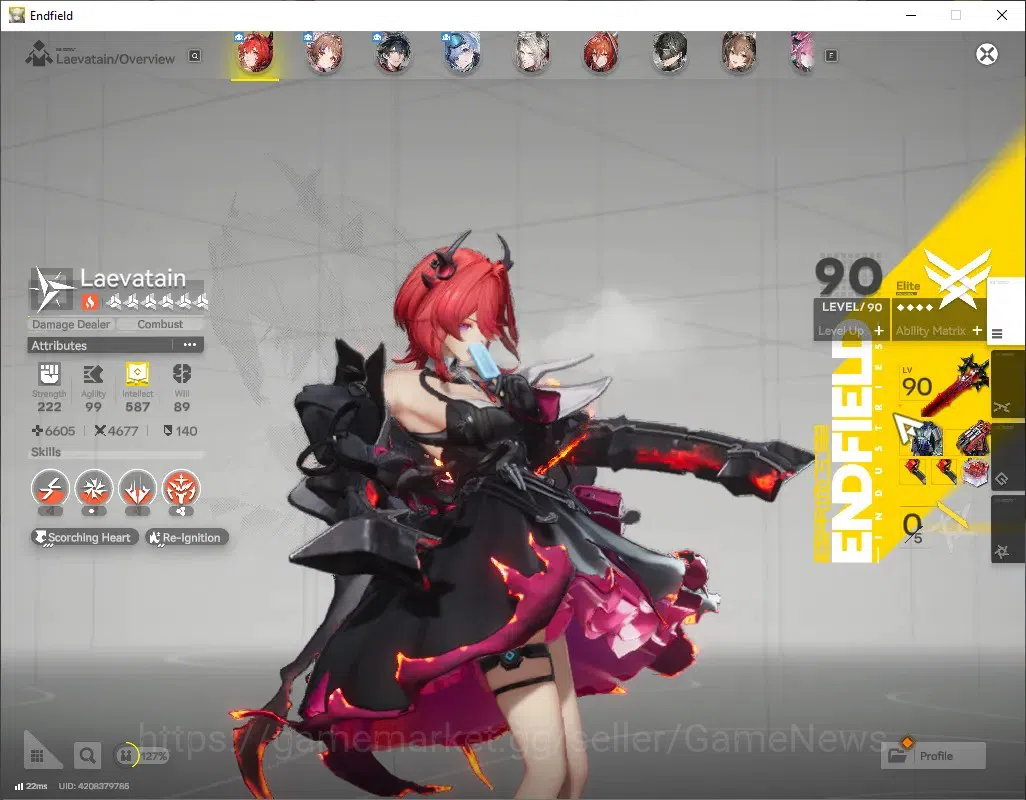 Arknights: Endfield Accounts ASIA|Lv 55|7 SSR (3 Limited) + 11 (*6 Weapon)|[Gilberta,Laevatain,Yvonne] + Signature|2k 4