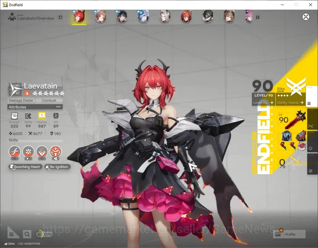 Arknights: Endfield Accounts ASIA|Lv 55|7 SSR (3 Limited) + 11 (*6 Weapon)|[Gilberta,Laevatain,Yvonne] + Signature|2k 5