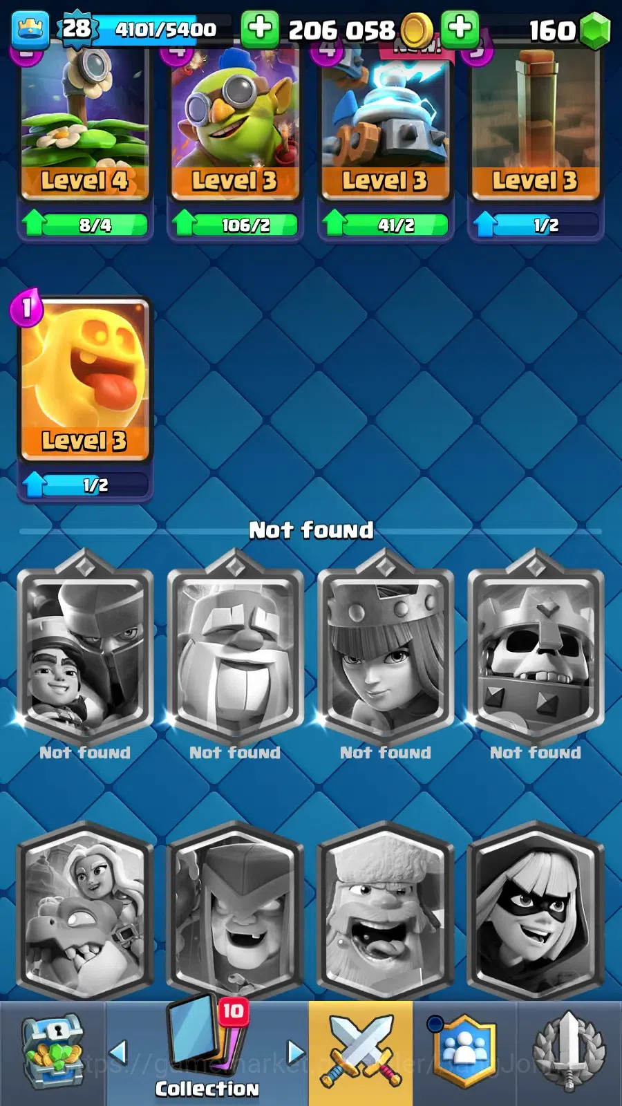 Clash Royale Accounts Midgame Lv 28 |KTL 10|Trophy 7000|Card 109|1 L13 Card (Giant)|1 L12 Card (Mortar)|2 Hero|3 EVO|160 1