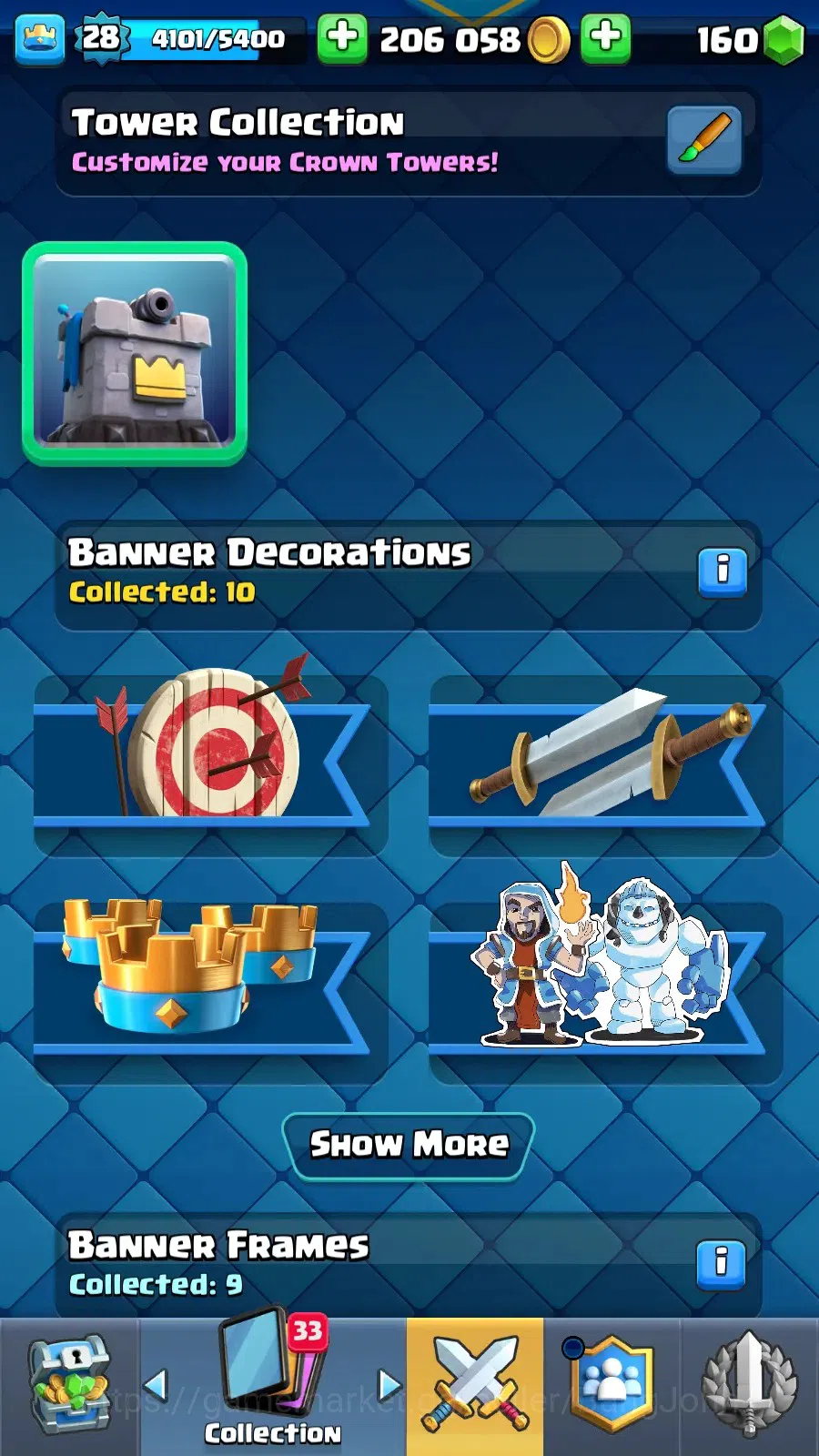 Clash Royale Accounts Midgame Lv 28 |KTL 10|Trophy 7000|Card 109|1 L13 Card (Giant)|1 L12 Card (Mortar)|2 Hero|3 EVO|160 14