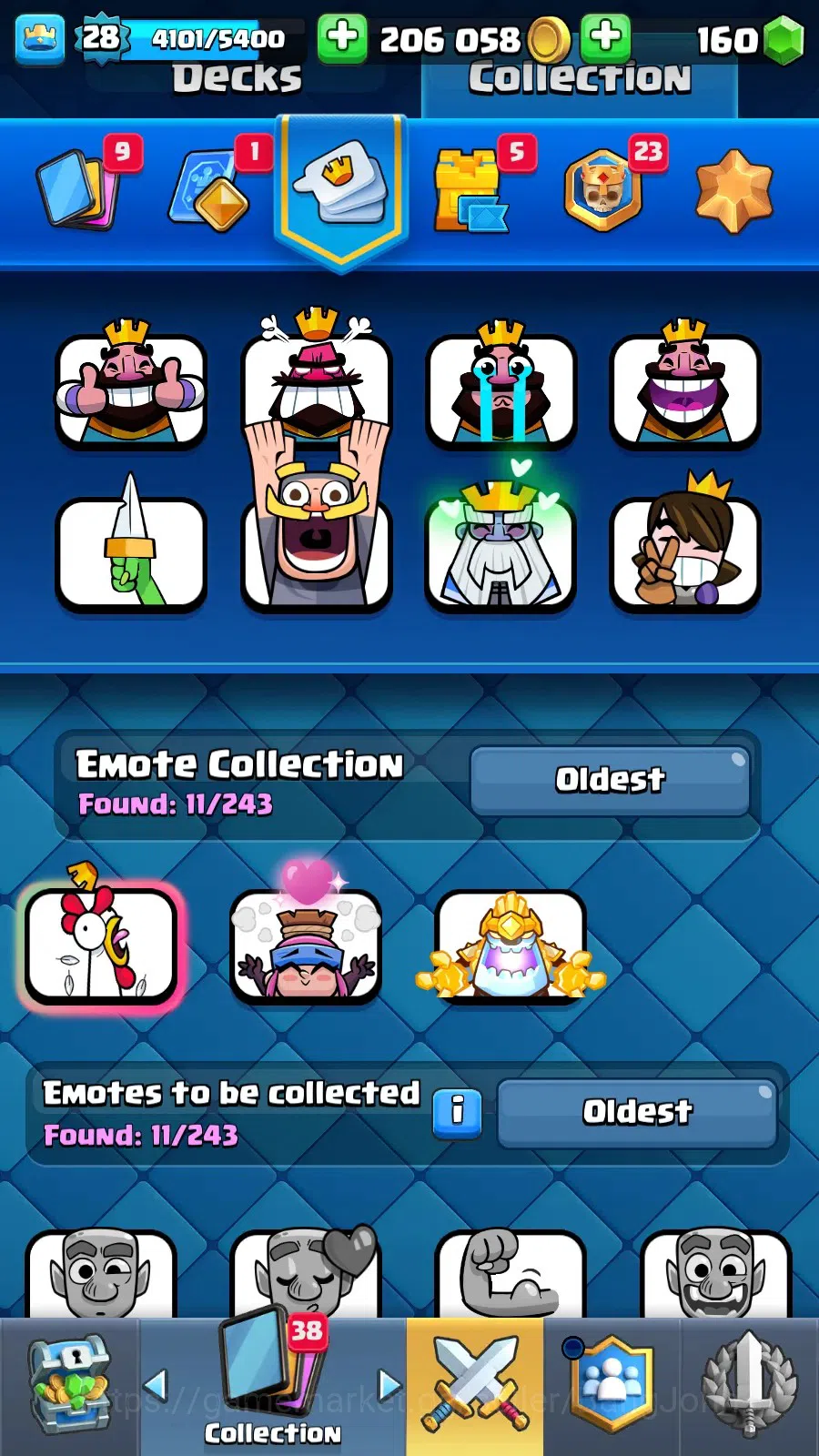 Clash Royale Accounts Midgame Lv 28 |KTL 10|Trophy 7000|Card 109|1 L13 Card (Giant)|1 L12 Card (Mortar)|2 Hero|3 EVO|160 15