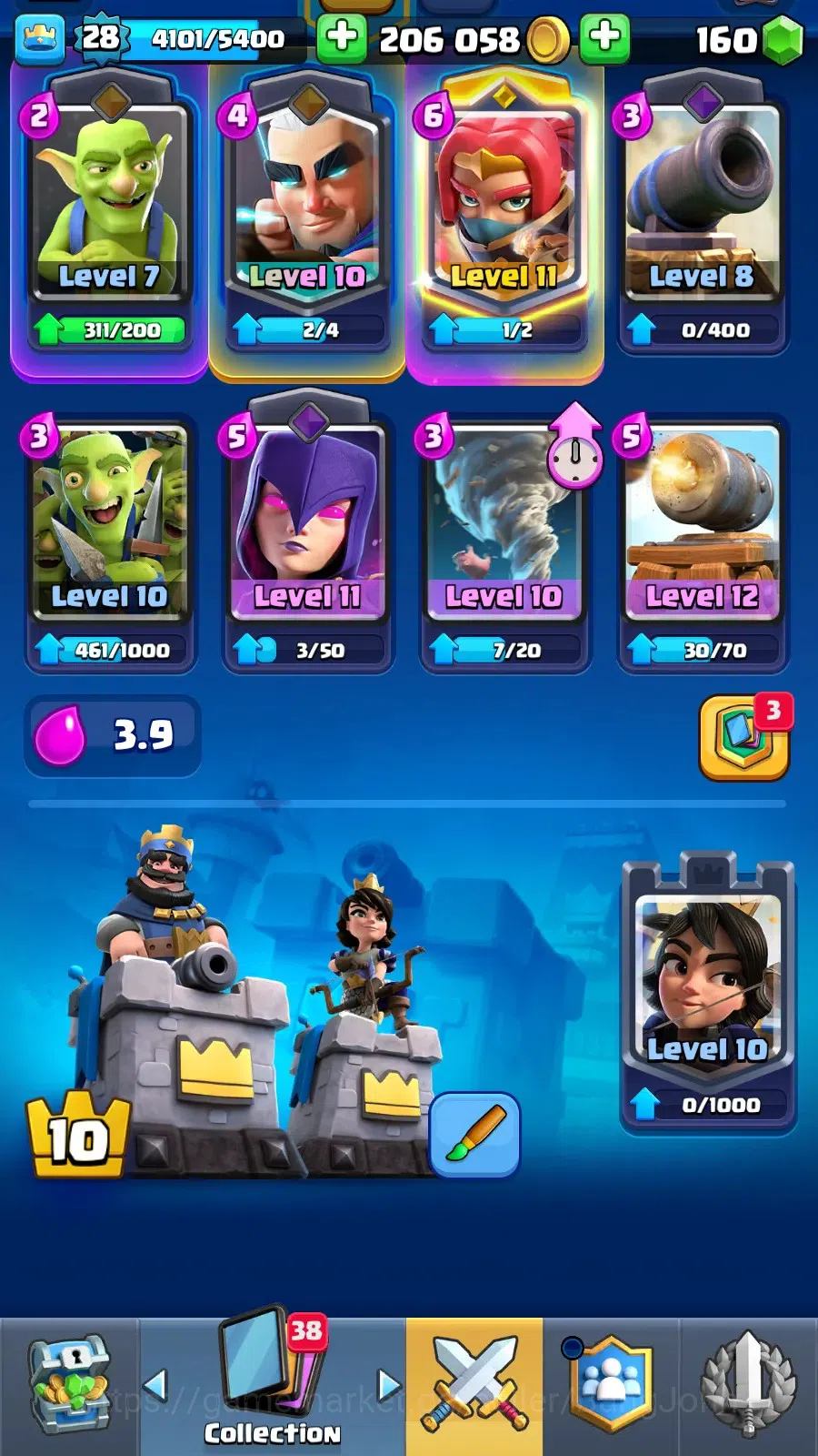 Clash Royale Accounts Midgame Lv 28 |KTL 10|Trophy 7000|Card 109|1 L13 Card (Giant)|1 L12 Card (Mortar)|2 Hero|3 EVO|160 18