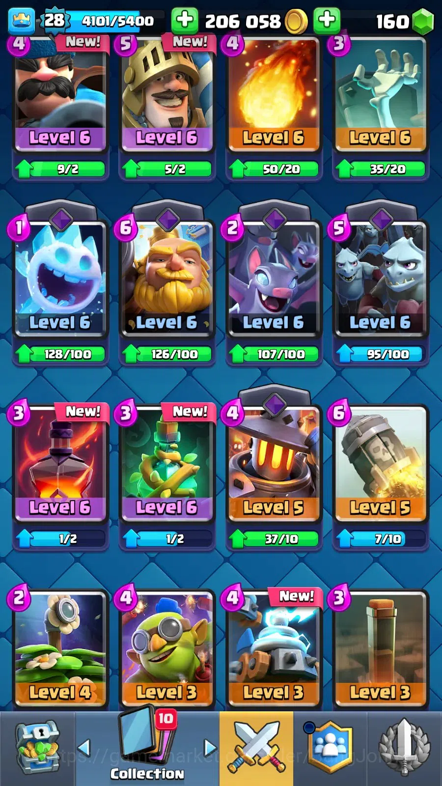 Clash Royale Accounts Midgame Lv 28 |KTL 10|Trophy 7000|Card 109|1 L13 Card (Giant)|1 L12 Card (Mortar)|2 Hero|3 EVO|160 2