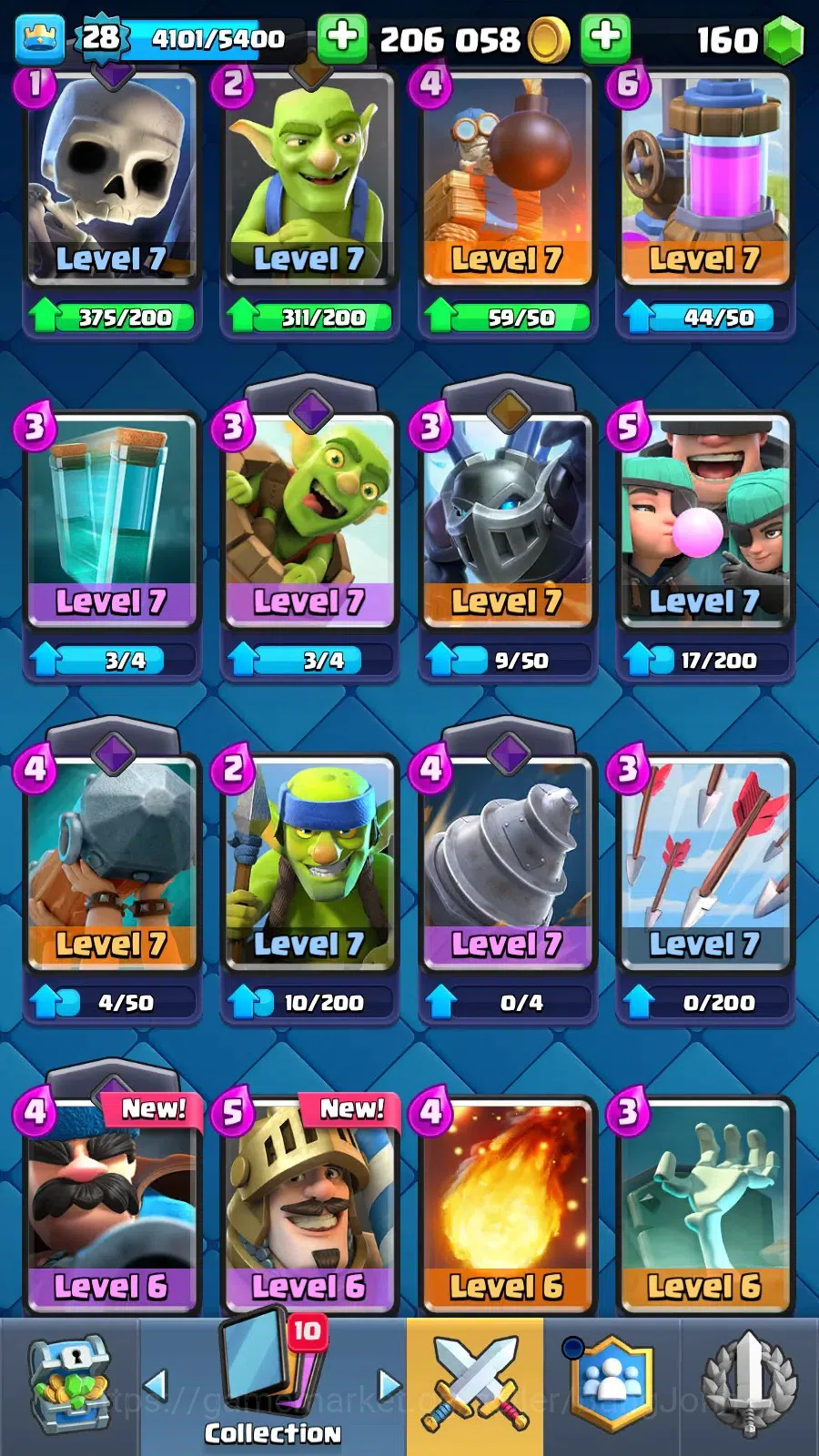 Clash Royale Accounts Midgame Lv 28 |KTL 10|Trophy 7000|Card 109|1 L13 Card (Giant)|1 L12 Card (Mortar)|2 Hero|3 EVO|160 3