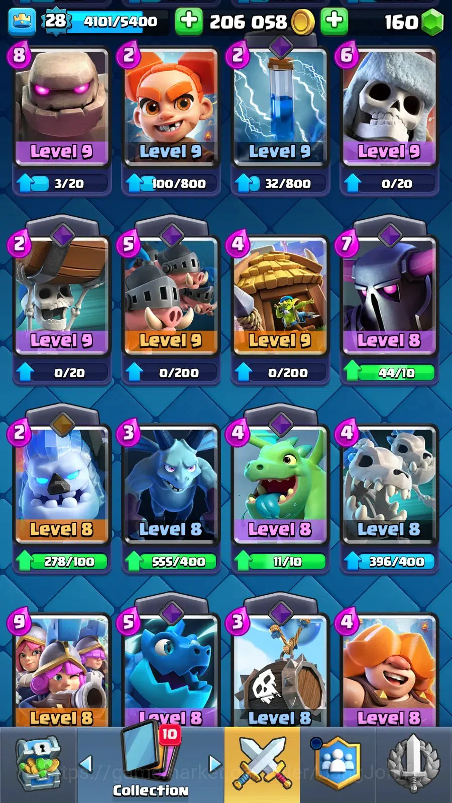 Clash Royale Accounts Midgame Lv 28 |KTL 10|Trophy 7000|Card 109|1 L13 Card (Giant)|1 L12 Card (Mortar)|2 Hero|3 EVO|160 6