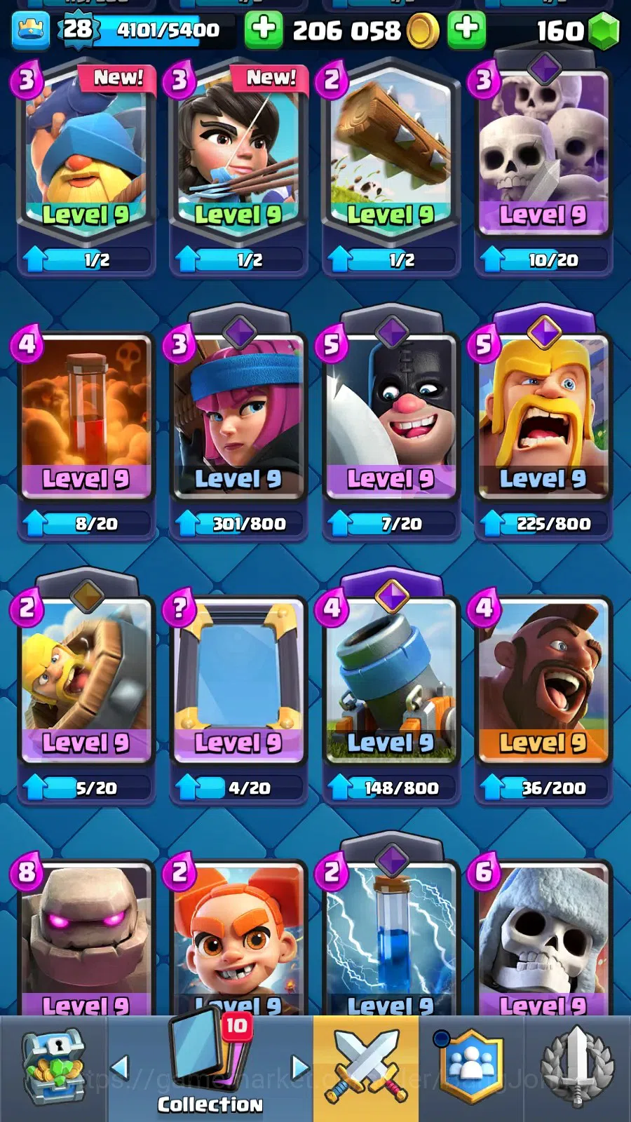 Clash Royale Accounts Midgame Lv 28 |KTL 10|Trophy 7000|Card 109|1 L13 Card (Giant)|1 L12 Card (Mortar)|2 Hero|3 EVO|160 7