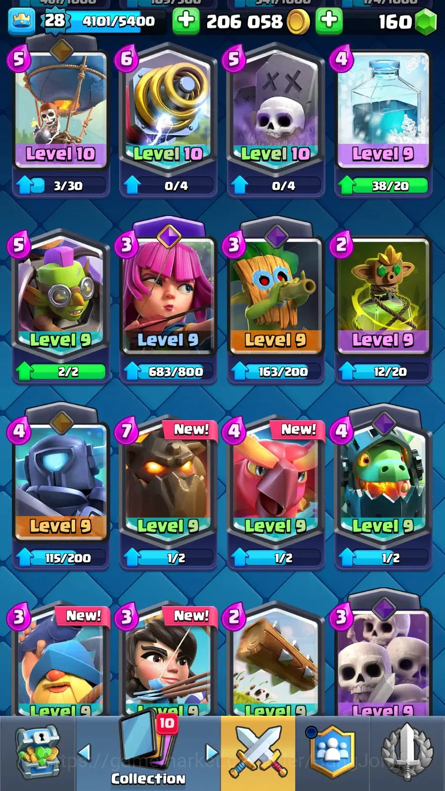 Clash Royale Accounts Midgame Lv 28 |KTL 10|Trophy 7000|Card 109|1 L13 Card (Giant)|1 L12 Card (Mortar)|2 Hero|3 EVO|160 8
