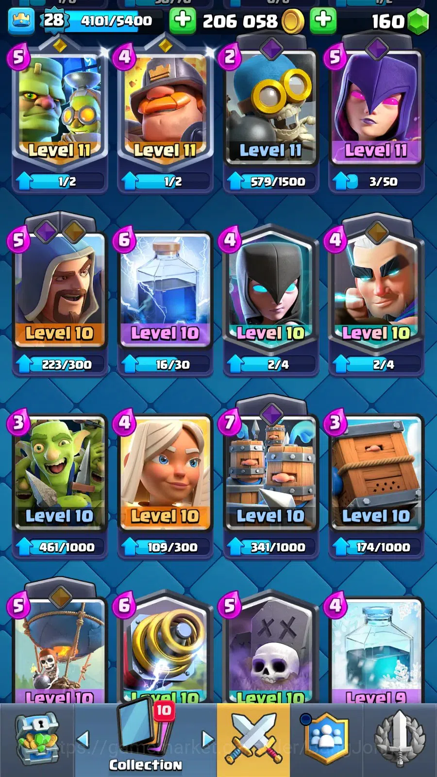 Clash Royale Accounts Midgame Lv 28 |KTL 10|Trophy 7000|Card 109|1 L13 Card (Giant)|1 L12 Card (Mortar)|2 Hero|3 EVO|160 9