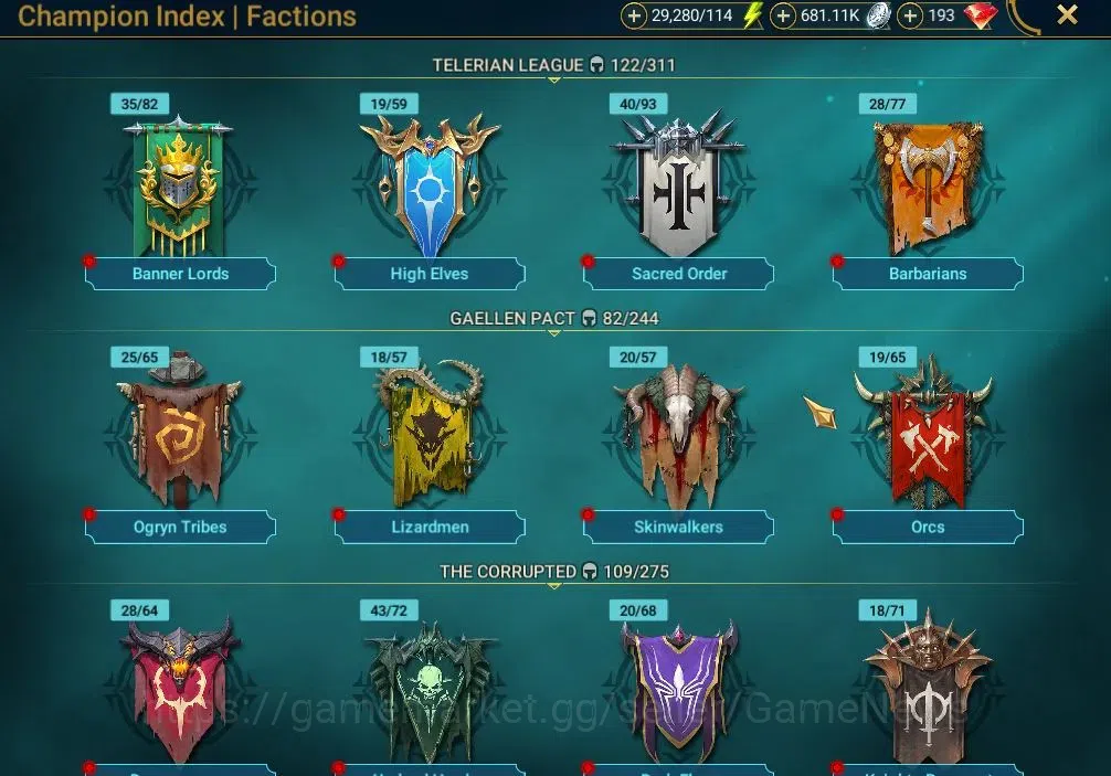 Raid: Shadow Legends Accounts Mid-Game Lv 44| 1,13M Power|1 Myth (Gizmak the Terrible)|22 16