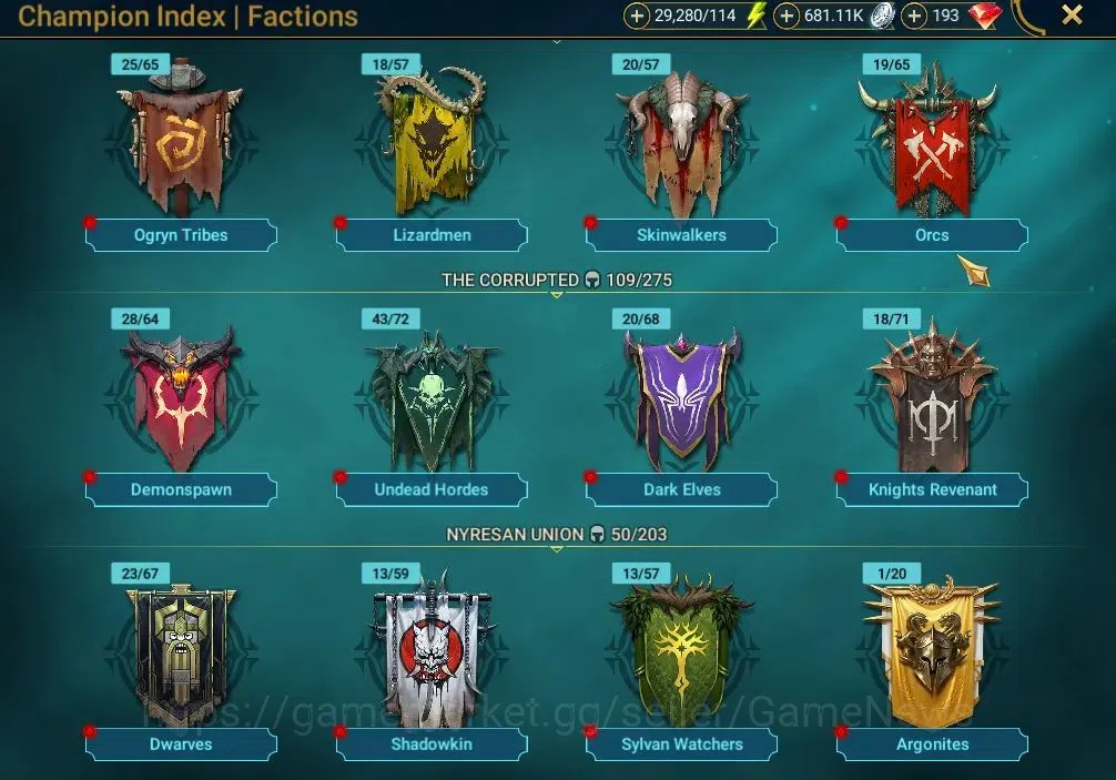 Raid: Shadow Legends Accounts Mid-Game Lv 44| 1,13M Power|1 Myth (Gizmak the Terrible)|22 17