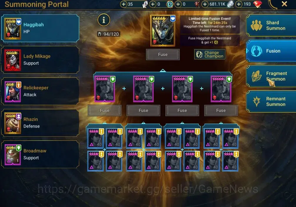 Raid: Shadow Legends Accounts Mid-Game Lv 44| 1,13M Power|1 Myth (Gizmak the Terrible)|22 19