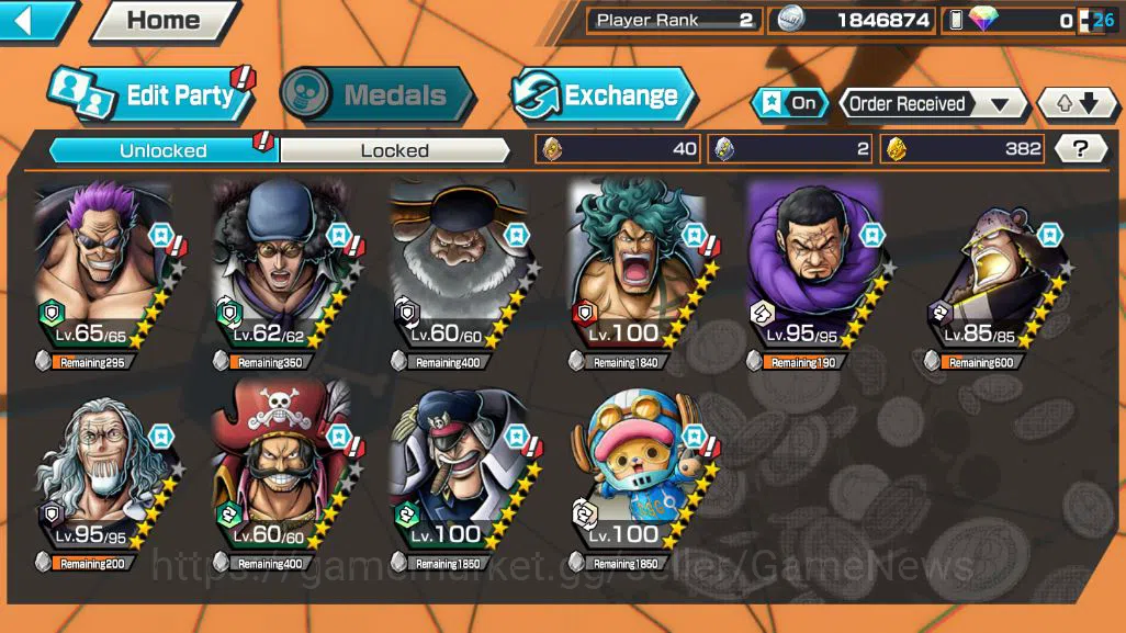 One Piece Bounty Rush Accounts Starter Global|4 EX|FilmZ Zephir,Blackbeard Pirates Kuzan,Five Elders St.Saturn,Etc|Rank 3