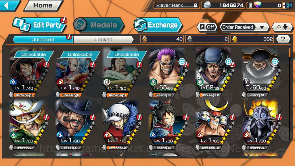 One Piece Bounty Rush Accounts Starter Global|4 EX|FilmZ Zephir,Blackbeard Pirates Kuzan,Five Elders St.Saturn,Etc|Rank 4