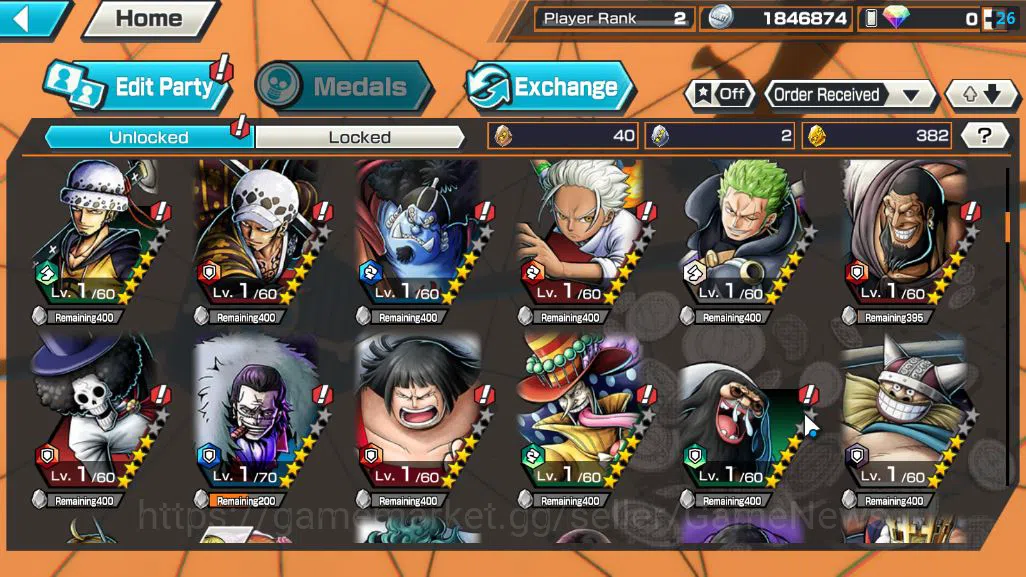 One Piece Bounty Rush Accounts Starter Global|4 EX|FilmZ Zephir,Blackbeard Pirates Kuzan,Five Elders St.Saturn,Etc|Rank 5