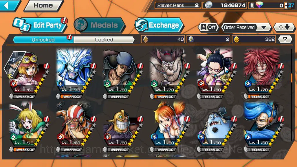 One Piece Bounty Rush Accounts Starter Global|4 EX|FilmZ Zephir,Blackbeard Pirates Kuzan,Five Elders St.Saturn,Etc|Rank 6