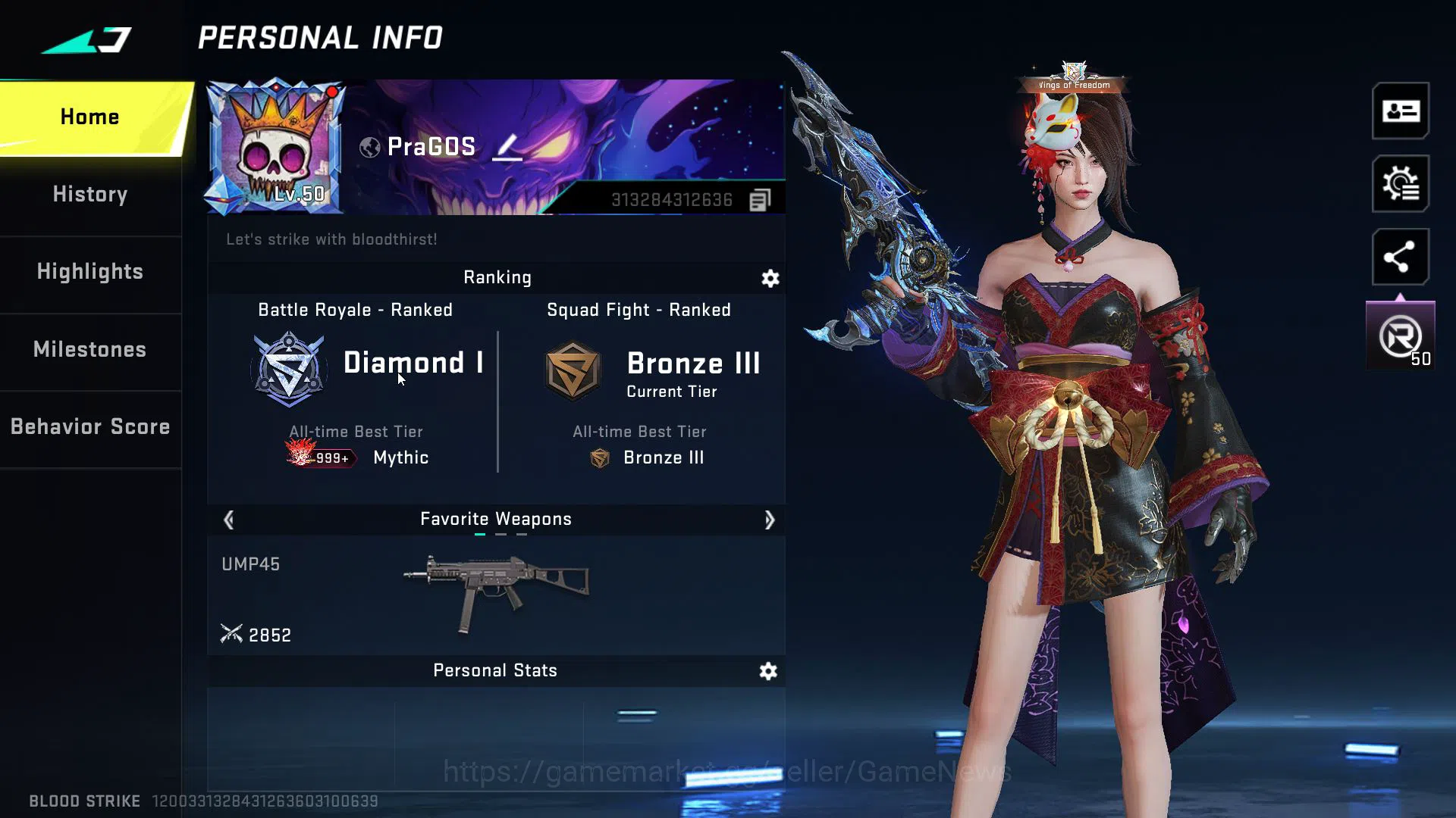 Blood Strike Accounts ASIA|4 ETERNAL(M700,Uzi,Ran,Byakuya)1MELE(kukri-Ne image 2