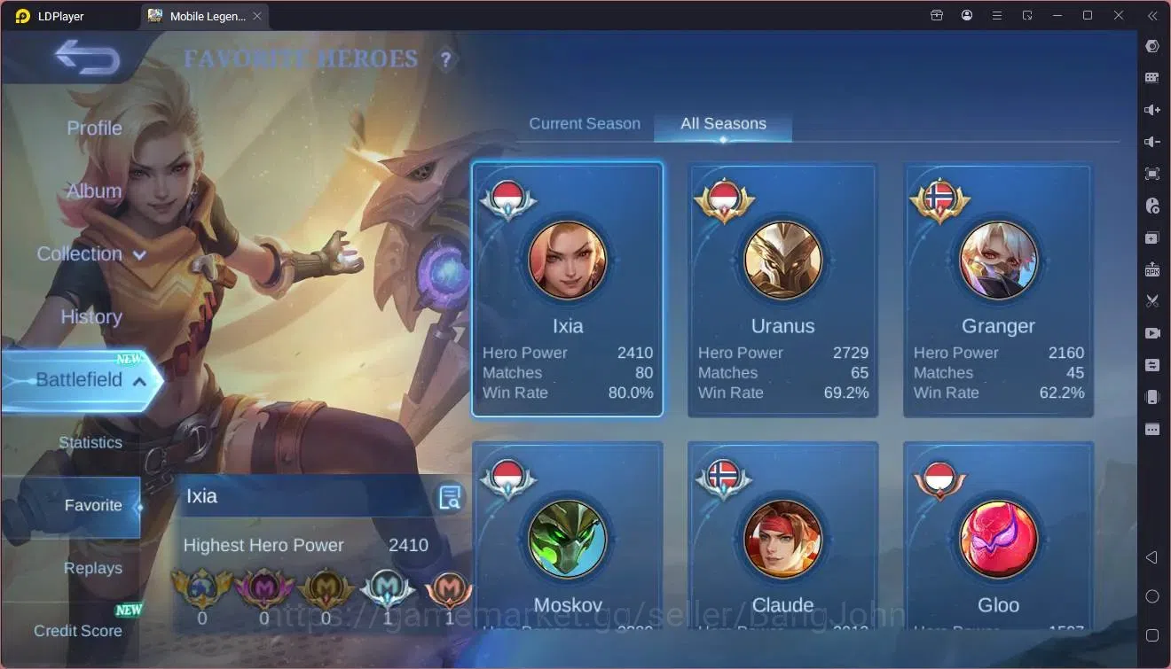 Mobile Legends: Bang Bang Accounts Global|Hero 60|Skin 53|Seasoned|Prime Granger|Spon image 11