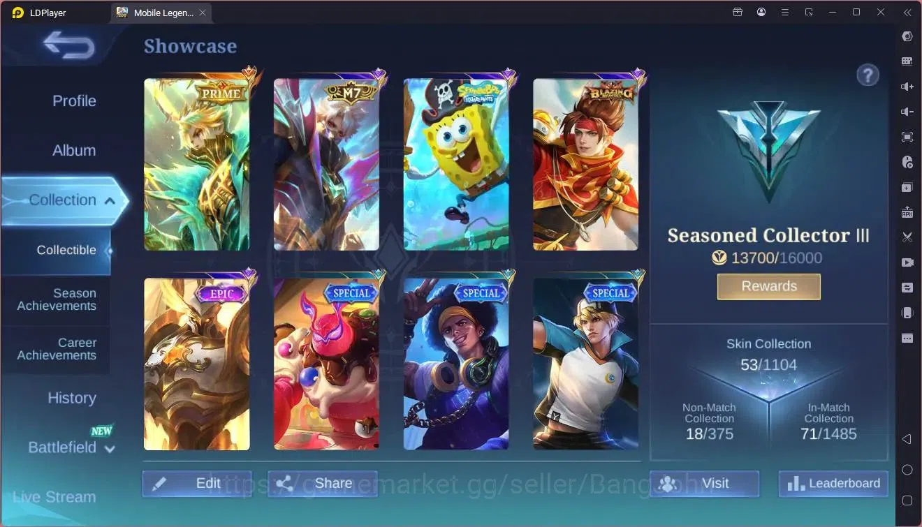 Mobile Legends: Bang Bang Accounts Global|Hero 60|Skin 53|Seasoned|Prime Granger|Spon image 13