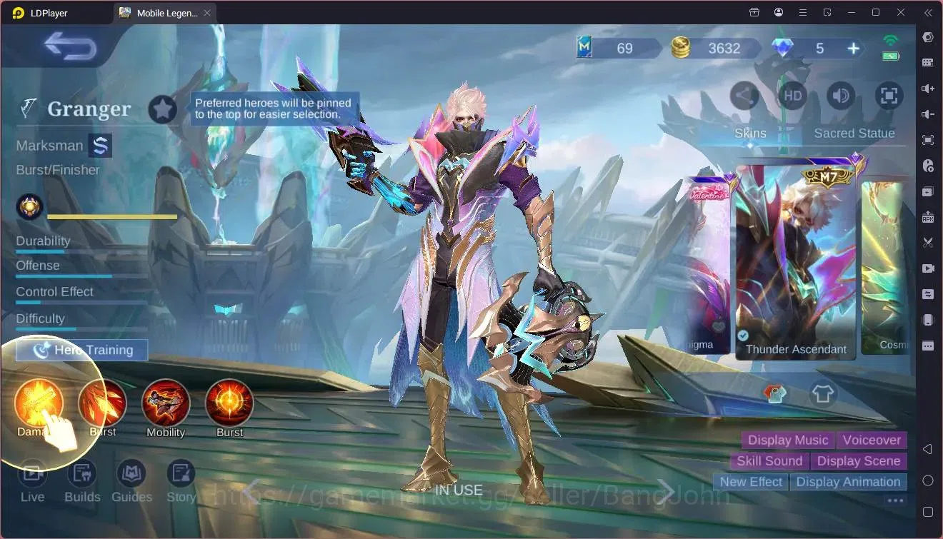 Mobile Legends: Bang Bang Accounts Global|Hero 60|Skin 53|Seasoned|Prime Granger|Spon image 5