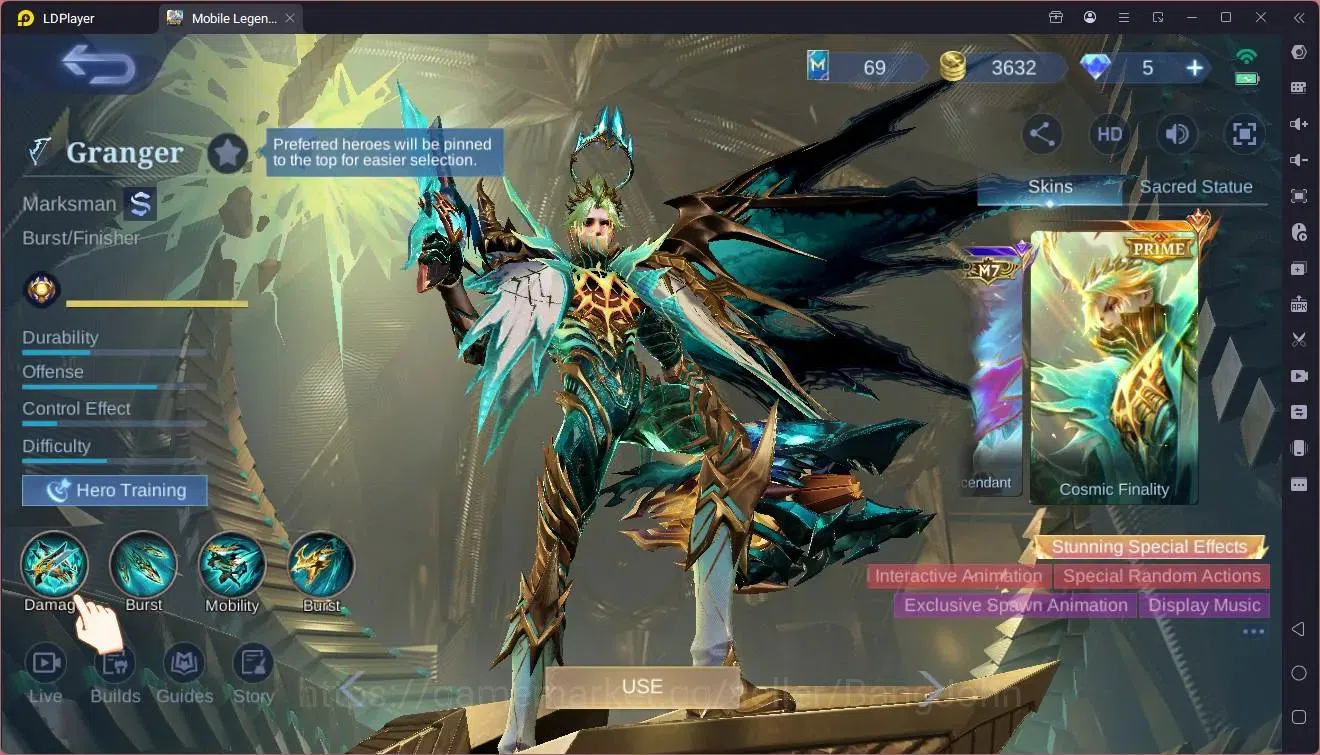 Mobile Legends: Bang Bang Accounts Global|Hero 60|Skin 53|Seasoned|Prime Granger|Spon image 6