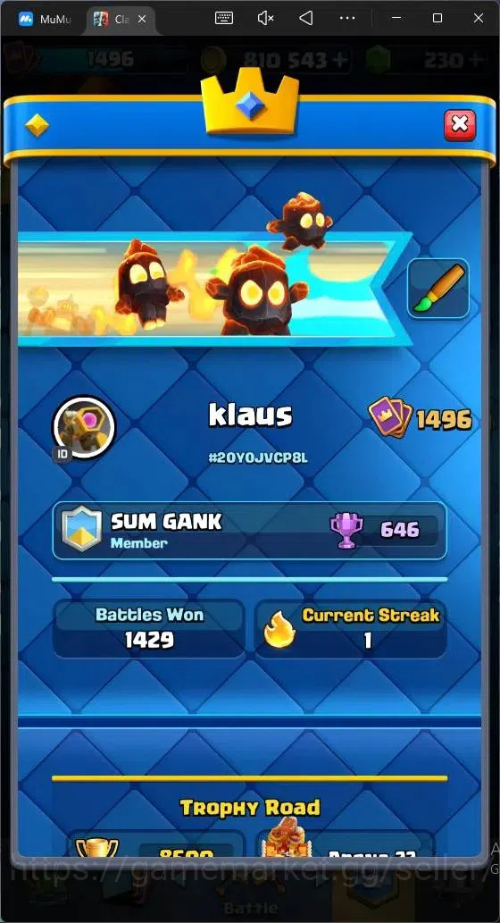 Clash Royale Accounts Mobile |CL 1496|KTL 14 |8500 Trophy|121 Card|8 Cha image 3