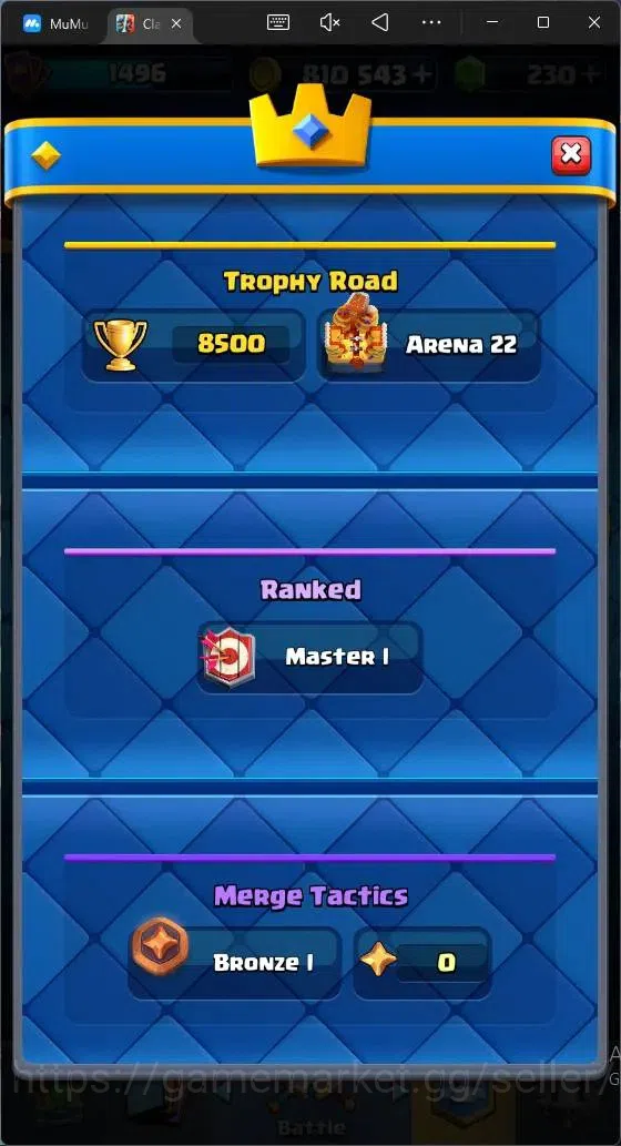Clash Royale Accounts Mobile |CL 1496|KTL 14 |8500 Trophy|121 Card|8 Cha image 4