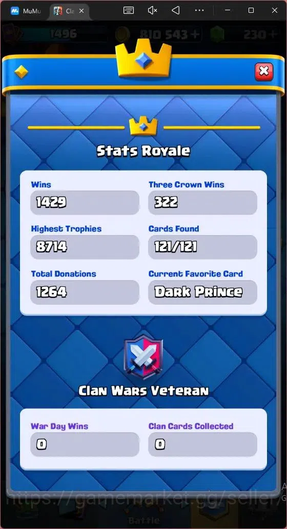 Clash Royale Accounts Mobile |CL 1496|KTL 14 |8500 Trophy|121 Card|8 Cha image 5