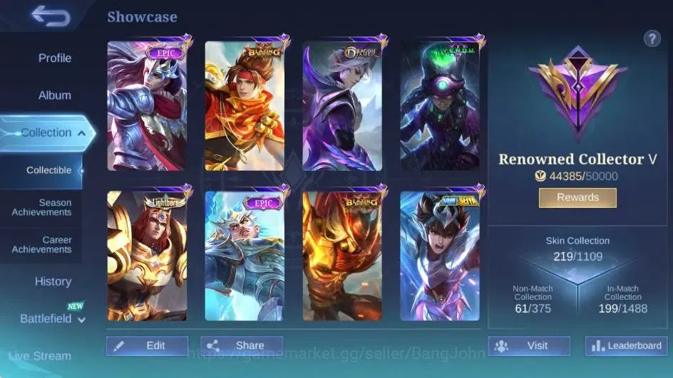 Mobile Legends: Bang Bang Accounts Global|Hero 129|Skin 219|Renowned|Collector Natali image 15