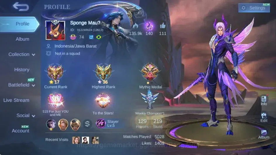Mobile Legends: Bang Bang Accounts Global|Hero 129|Skin 219|Renowned|Collector Natali image 16