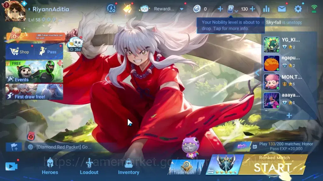 Honor of Kings Accounts Hero 41 Skin 25|3 Collab AOT Eren,Annie,Heino,4 Ep image 1