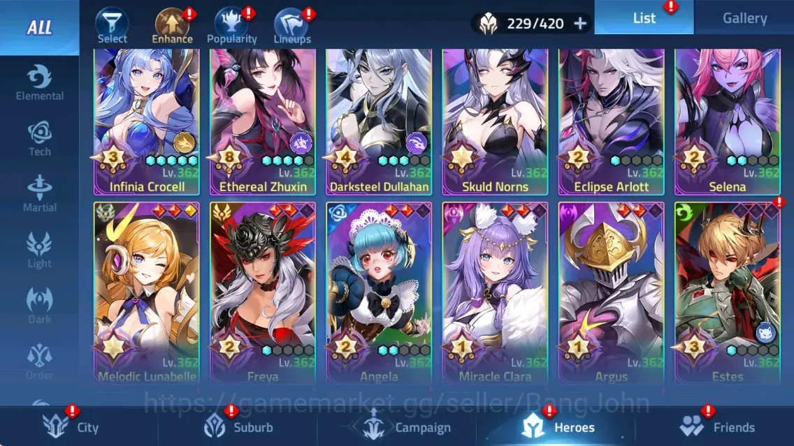 Mobile Legends: Adventure Accounts Global 706xx|Lv.155|122M Power|Camp 63-4|Vip 9|229 Hero|24 Awaken|8 UR|4 Epic|11 1