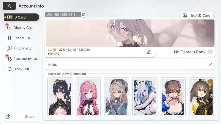 Chaos Zero Nightmare Accounts Global|Lv 55|7 SSR [Rossweisse M2,Tenebria,Adelheid,Narja,Yuki,Veronica,Renoa,Etc)|Selector 1