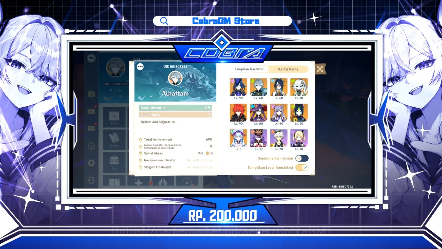 Genshin Impact Accounts Mid Game Akun Genshin Impact AR 55 | Asia | B5 9 Limit 4 | 3 Sign | Alhaitam C2 | Absolution R2 | MC 1