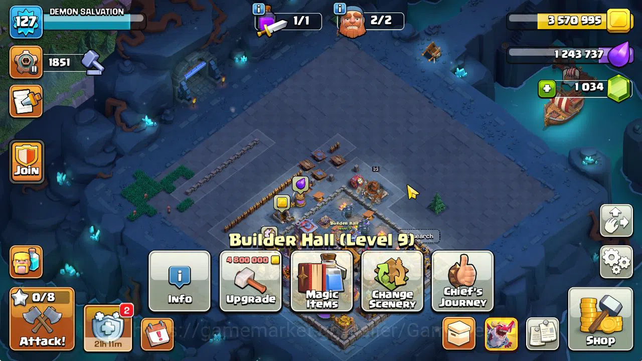 Clash of Clans Accounts Mid-Tier TH 14 - BH 9|Limited Skin|LV 127|HH 7|BK 67,AQ 70,GW 50,MP 49,RC 25 +1K Gem|CN OFF|Protect 11