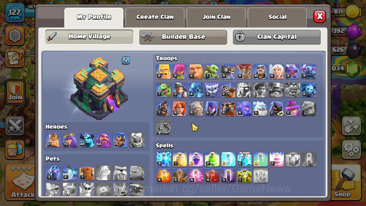 Clash of Clans Accounts Mid-Tier TH 14 - BH 9|Limited Skin|LV 127|HH 7|BK 67,AQ 70,GW 50,MP 49,RC 25 +1K Gem|CN OFF|Protect 4