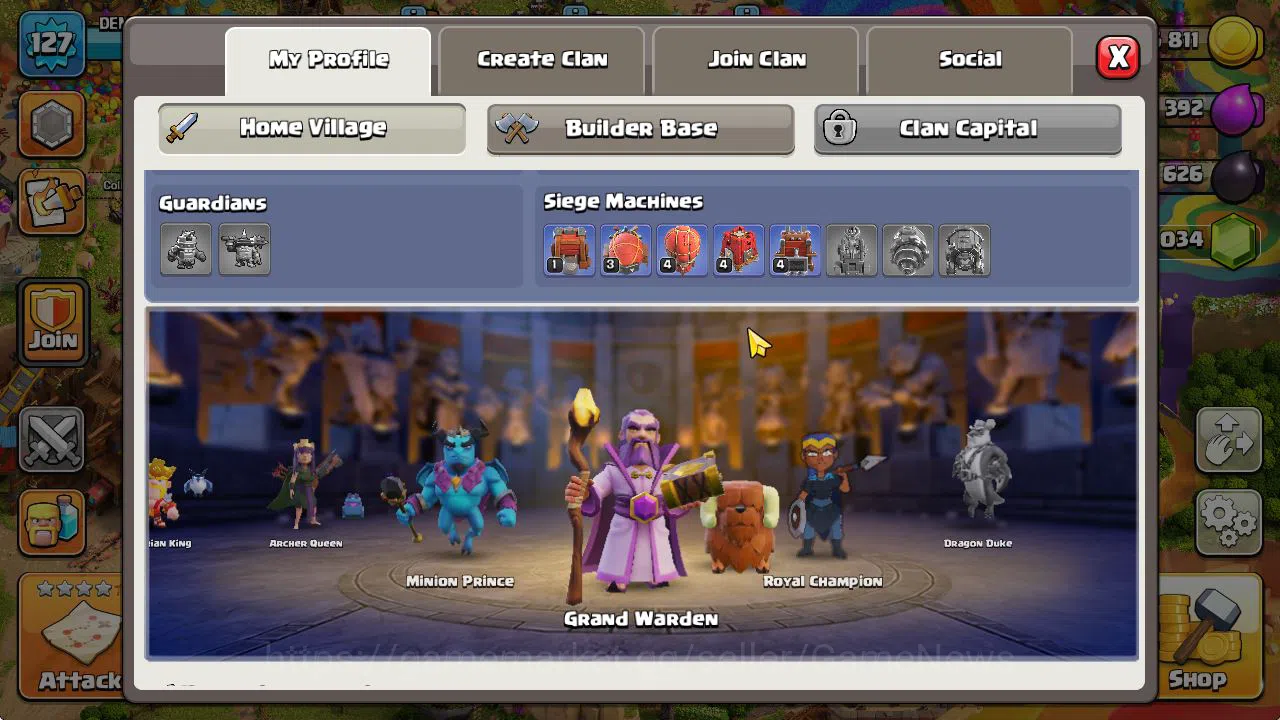 Clash of Clans Accounts Mid-Tier TH 14 - BH 9|Limited Skin|LV 127|HH 7|BK 67,AQ 70,GW 50,MP 49,RC 25 +1K Gem|CN OFF|Protect 5