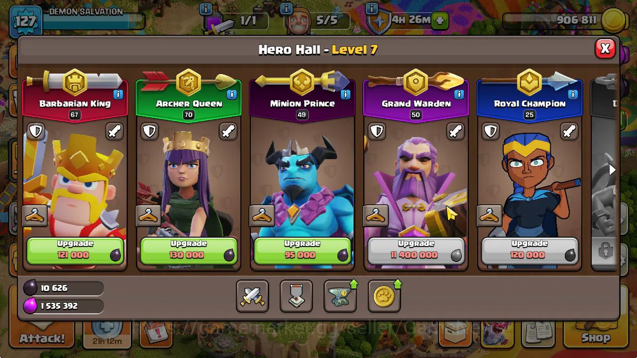 Clash of Clans Accounts Mid-Tier TH 14 - BH 9|Limited Skin|LV 127|HH 7|BK 67,AQ 70,GW 50,MP 49,RC 25 +1K Gem|CN OFF|Protect 7