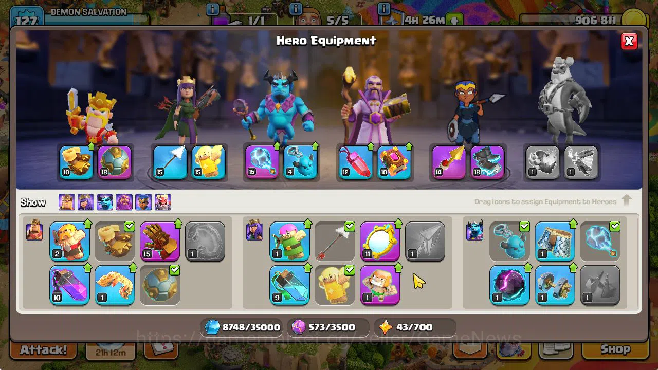 Clash of Clans Accounts Mid-Tier TH 14 - BH 9|Limited Skin|LV 127|HH 7|BK 67,AQ 70,GW 50,MP 49,RC 25 +1K Gem|CN OFF|Protect 8