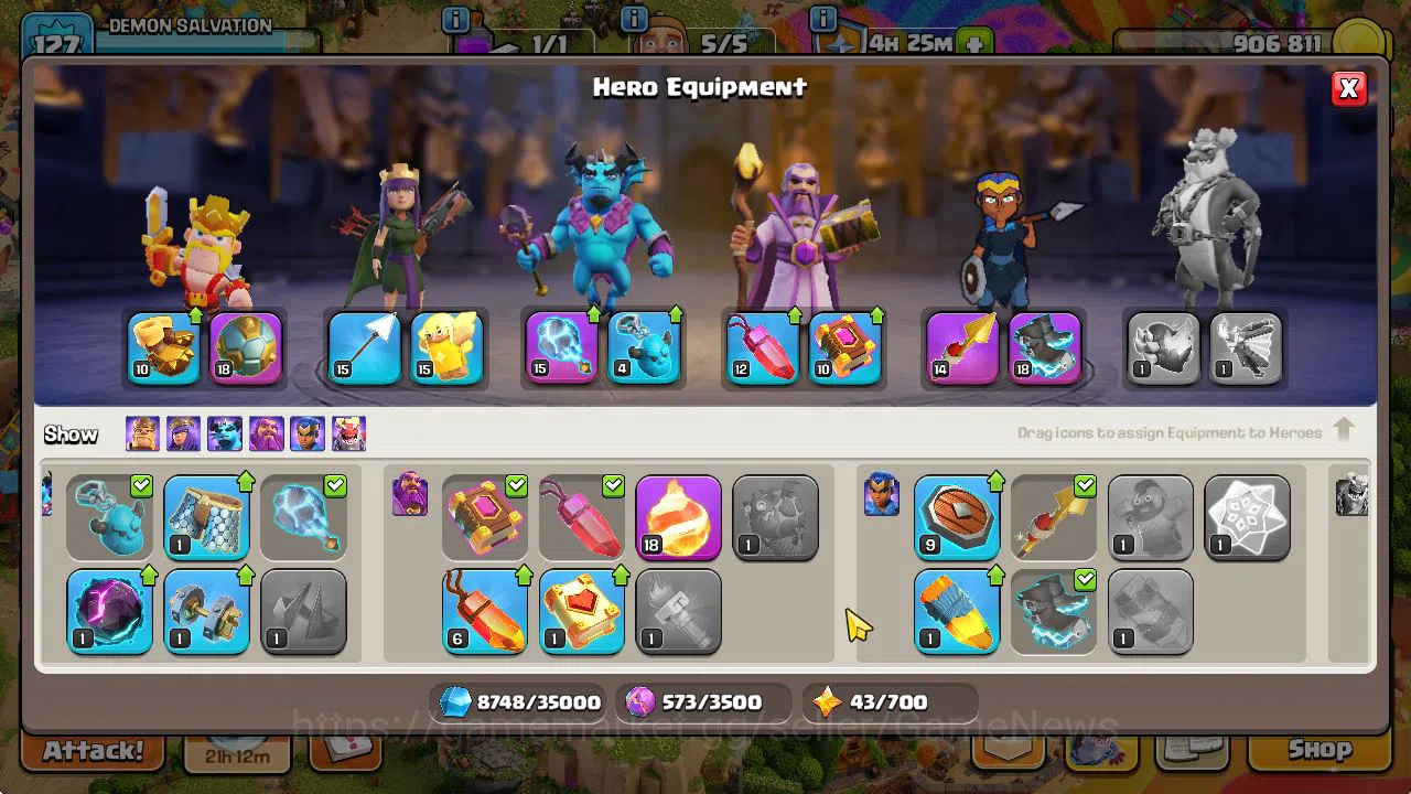 Clash of Clans Accounts Mid-Tier TH 14 - BH 9|Limited Skin|LV 127|HH 7|BK 67,AQ 70,GW 50,MP 49,RC 25 +1K Gem|CN OFF|Protect 9