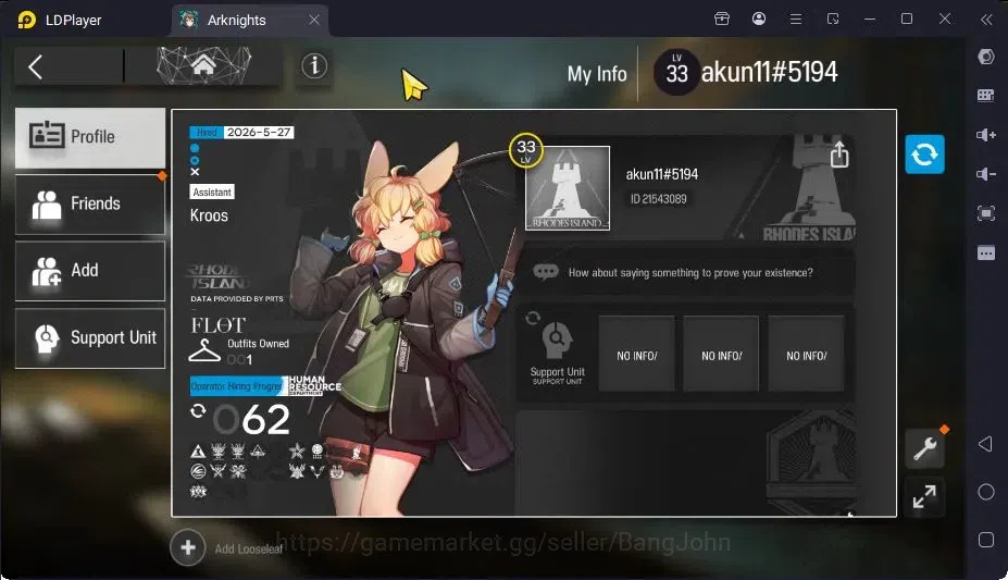 Arknights Accounts Mid-Tier Global | Lv 33 | 4 STD Char | Blaze, Lin, Exusiai, Angelina |  1960 Orundum, 75 Originite 2