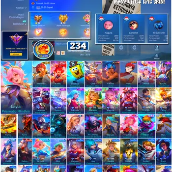 Mobile Legends: Bang Bang Accounts #4716 234 Skins | Karina Leona (KOF) | Cyclops SpongeBob (SPONGEBOB) | Vale Gaara