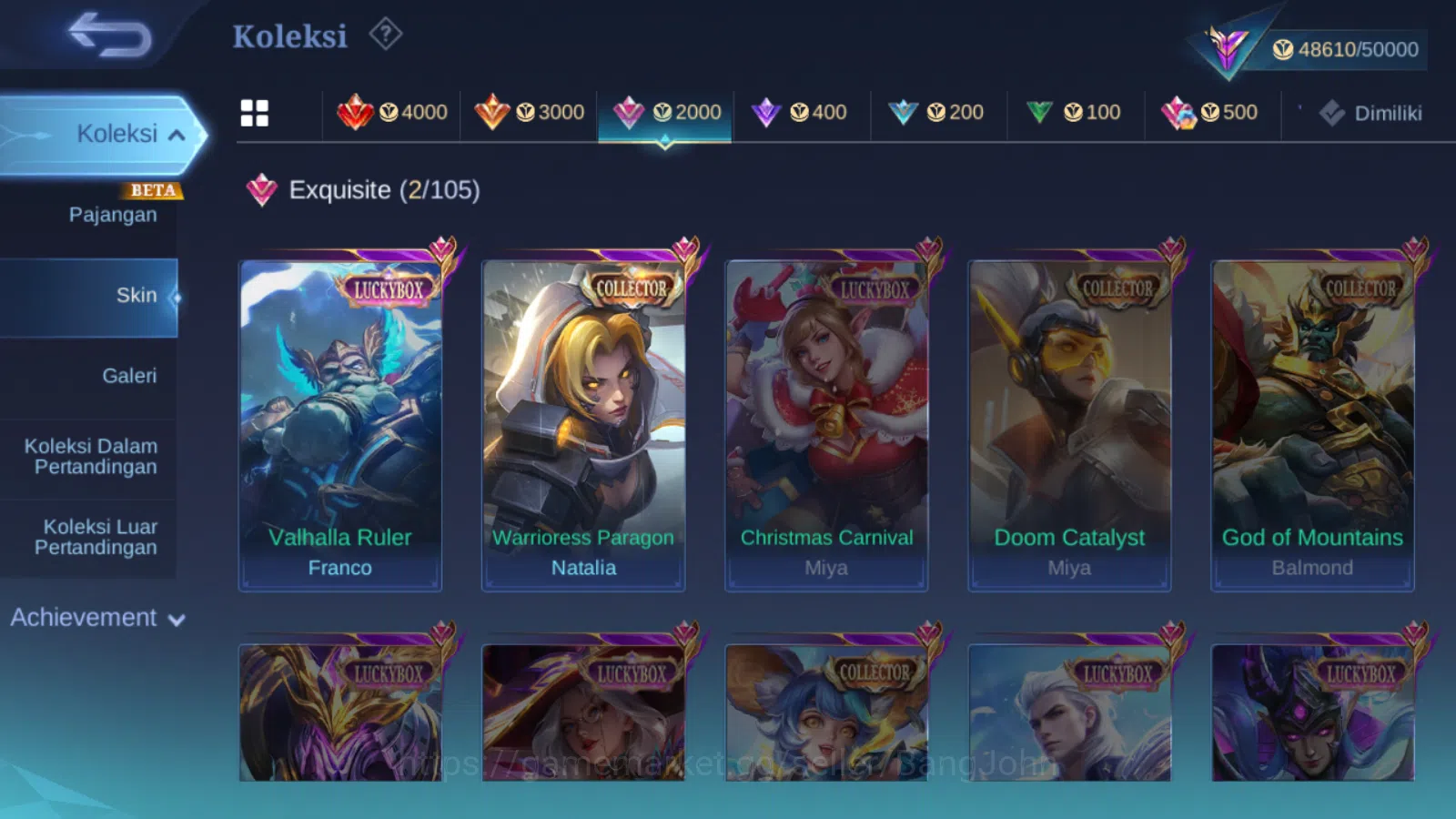 Mobile Legends: Bang Bang Accounts Others Hero 107 | skin 186 | kof karina | transformers roger | prime claude | cc natalia 11