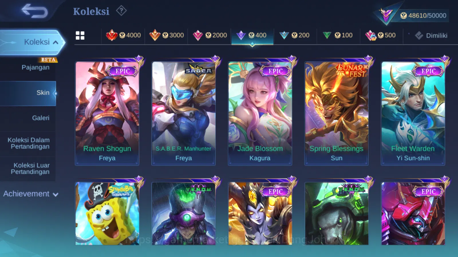 Mobile Legends: Bang Bang Accounts Others Hero 107 | skin 186 | kof karina | transformers roger | prime claude | cc natalia 13