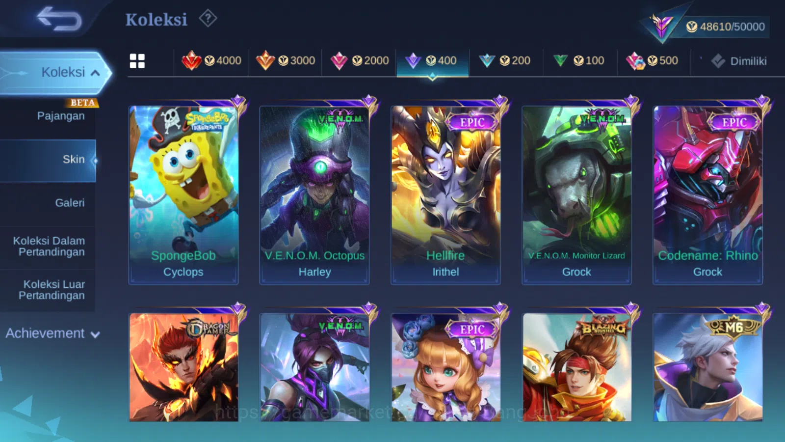 Mobile Legends: Bang Bang Accounts Others Hero 107 | skin 186 | kof karina | transformers roger | prime claude | cc natalia 14