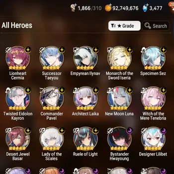 Epic Seven Accounts High-End Global UnVerif|21 ML(LOT Scales,Zio,Monarch,Renoa,SN Yulha,Shepherd,etc)+Full