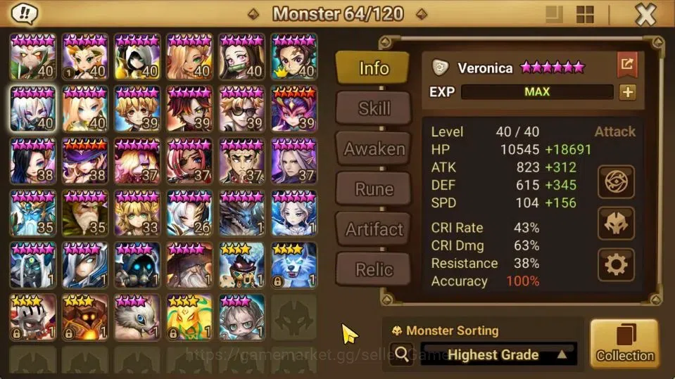 Summoners War: Sky Arena Accounts GLOBAL Lv100|2 LD[Tanjiro Light,Veronica]|56 +NB5[ image 11