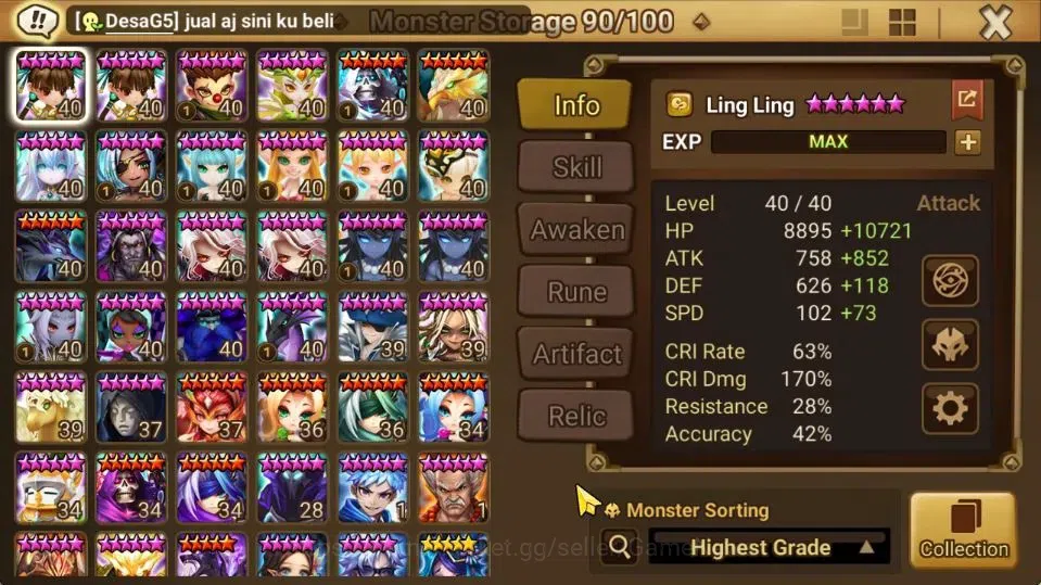 Summoners War: Sky Arena Accounts GLOBAL Lv100|2 LD[Tanjiro Light,Veronica]|56 +NB5[ image 13